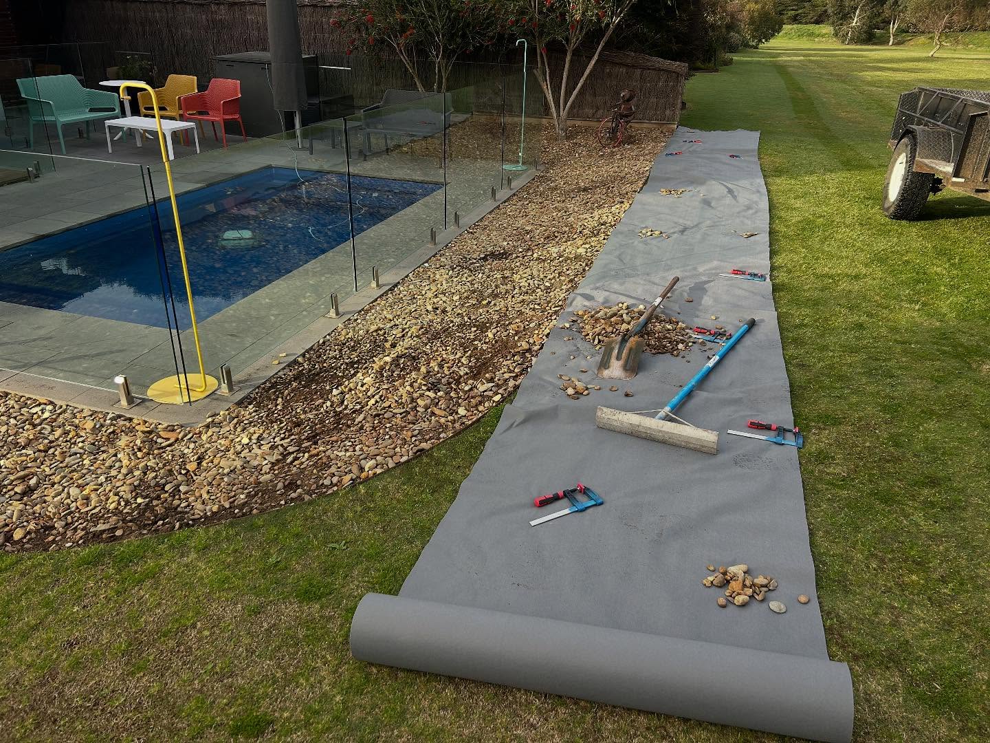 Concrete retaining wall on a sloping Torquay block